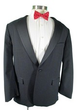 Brooks Brothers Brooksease Mens Black 1 Btn Notch Lapel Tuxedo 46L USA