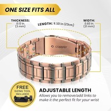 Men Bracelet 99.9 Copper magnetic Bracelet Terapia Adjustable Bracelet magnets