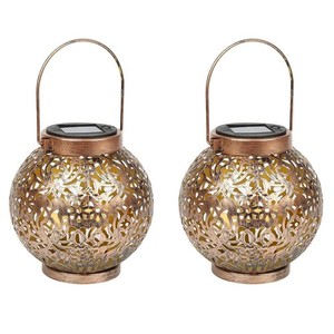 2 Pack lumières solaires métalliques IP55 Décoration de jardin suspendu O1Y26823