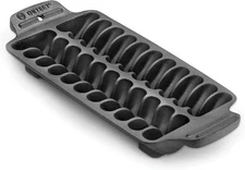 Outset 76375 Shrimp Cast Iron Grill and Serving Pan 22 Capacity, Black 