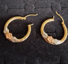 Gold Earrings 14K Tri-color Gold 2.4g (B07037020)