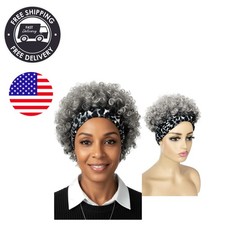 Elegant Grey Leopard Headband Wig for Stunning Kinky Curls - Easy Transformation