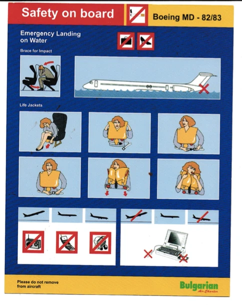 Safety card Bulgarian Air Charter Boeing MD - 82/83 - Photo 1/1