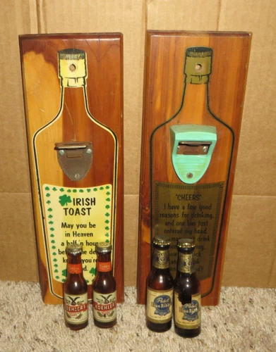 VINTAGE KOEHLERS PABST BEER SALT & PEPPER GLASS BOTTLE LOT-SIGN-PBR-WALL OPENERS