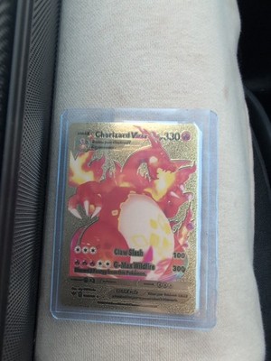 rare gold charizard vmax pokémon card LIUHYLG Charizard VMAX Metal Card - Collector's Rare Shiny Rainbow Gold Card main image 1