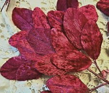vintage millinery 1940s velvet leaves 1 spray made in Japan tomato red