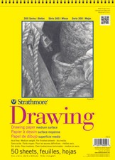 Strathmore 300 Series Drawing Pad, Medium Surface, 9"x12" Wire Bound, 50 Sheets