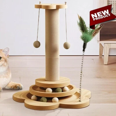 MARKENLOS Katzenkratzbaum Drehbares Katzenspielzeug mit Interaktiven Rotierenden Bällen