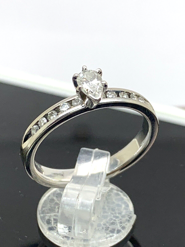 Engagement Ring Diamond 0.50ctw Pear Shape Center 14k White Gold Women's Size 8 - Picture 3 of 12