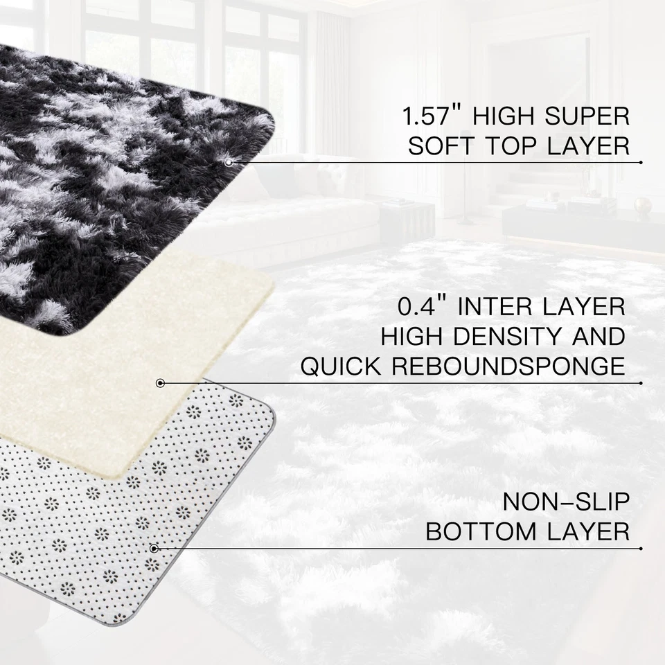 Soft Plush Area Rug – Large Non-Slip Shag Carpet for Living Room & Bedroom - Image 3 of 4