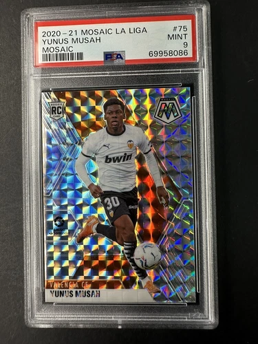 2020-21 mosaic La Liga Yunus Musah Mosaic RC PSA 9 POP 13