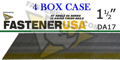DA17 15 Gauge BRITE Angled Finish Nails 34 Degree 1 1/2'' (4M ct) (Case of 4)