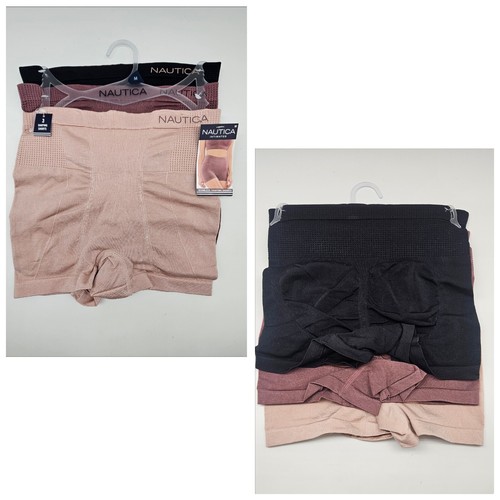 NAUTICA Women's M L XL 3 Pack Seamless Shaping Shorts Panties Black Brown Beige