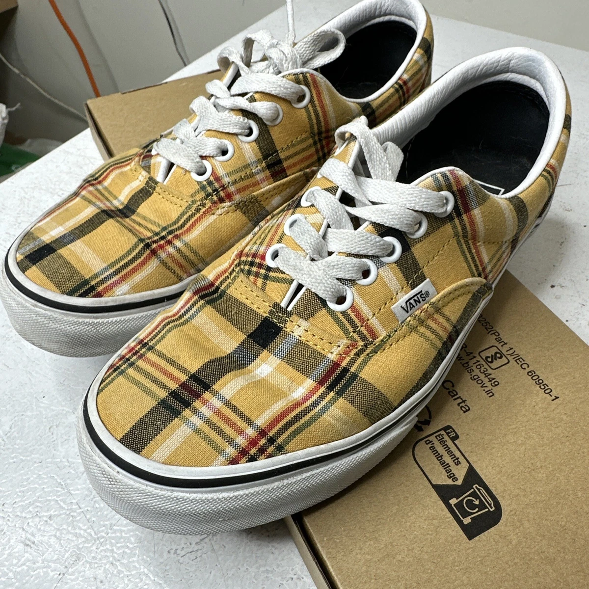Vans era plaid clearance yellow