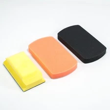 Hook and Loop Hand Sanding Block with Two Foam Polishing Pads