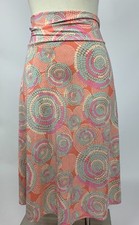 LulaRoe Pastel Orange Pink Light Blue Geo Medallion Aline Azure Skirt Large