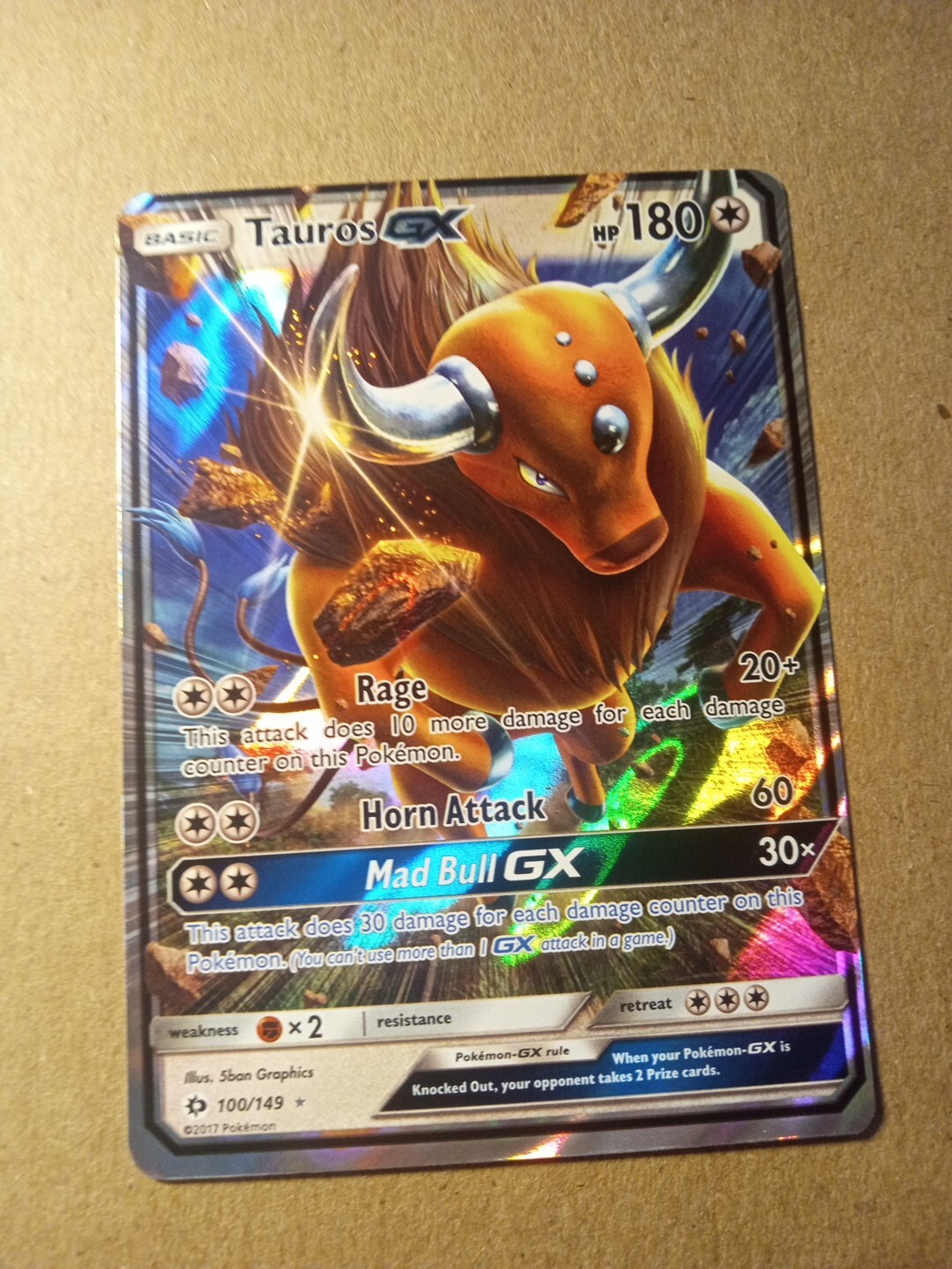 Tauros GX 100/149 - Sun & Moon - Pokemon Card