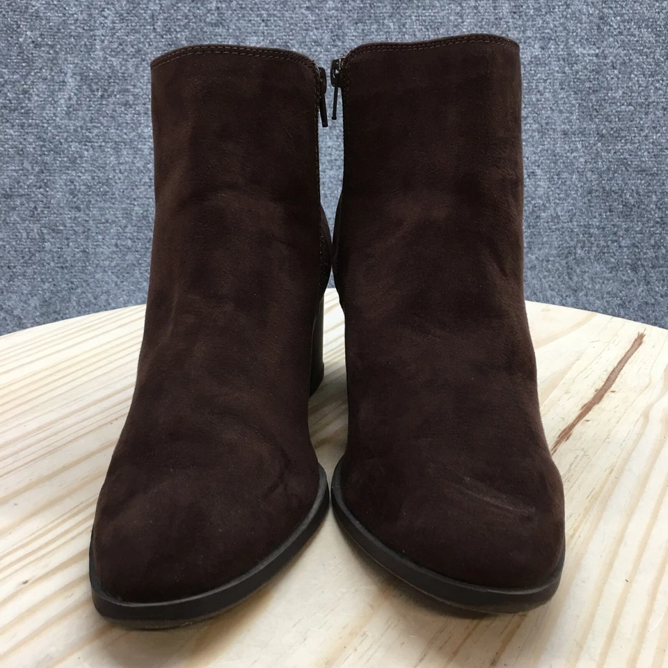 Lauren Conrad Botas Mujer 9 W Ancho Adelynn Tobillo Marrón Imitación Gamuza Tacones Cremallera Foto 4 de 4