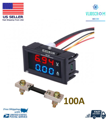 Mini Digital Voltmeter Ammeter DC 100V 100A LED Panel Meter with 100A Shunt