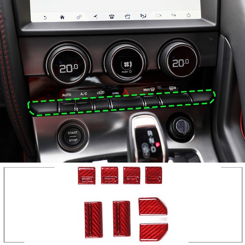 JONKOKO Aluminum AC Control Knob Covers For Jaguar F-Type 2013-2023 – Red Trim, Set Of 4