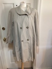 Drizzle For Saks Fifth Avenue Flare Bottom Mid Length Rain Coat Jacket Khaki S M