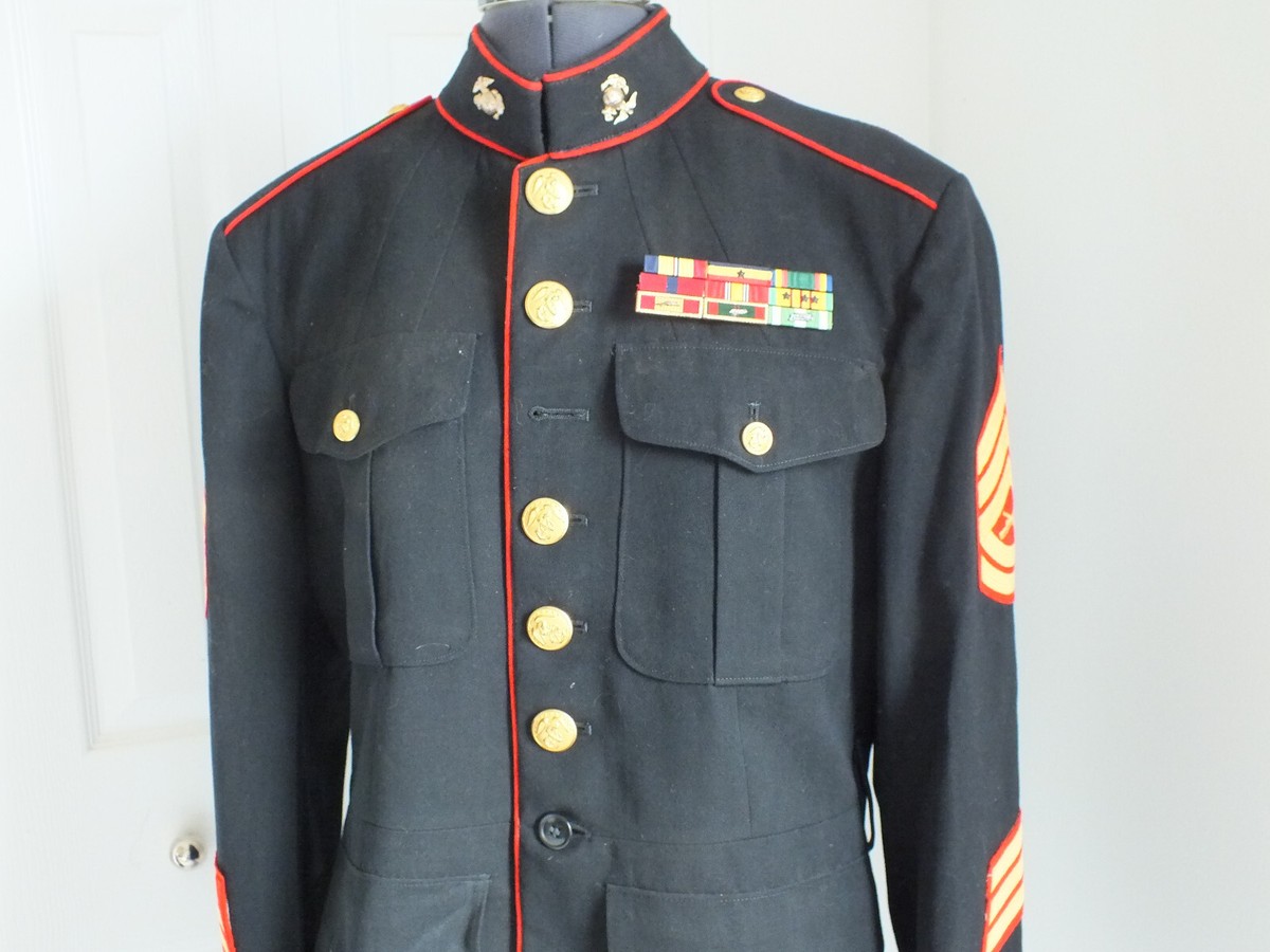 ww2 marine dress blues Original U.S. WWII Marine Dress Blue Uniform Visor Cap main image 1