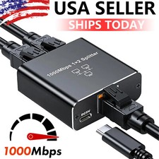 1000Mbps Ethernet LAN Splitter Adapter RJ45 Cable Network Internet 1 IN 2 Out US