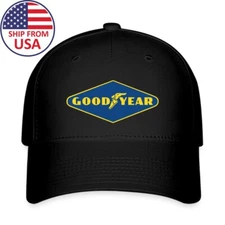 Goodyear Tires Racing Car Black Hat Baseball Cap Size S/M and L/XL