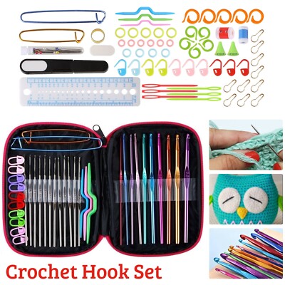 100tlg Ergonomisches Häkelnadel Set mit Garn Stricknadeln Set für Anfänger