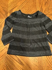 Baby Girls CIRCO Black Gray Striped Long Sleeve Bow TShirt Top Blouse 12 mo