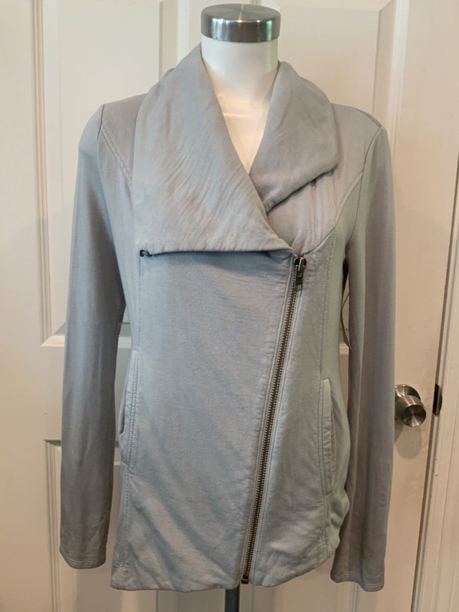 Helmut Lang Gray Zip-up Asymmetric Jacket W/Pockets, Size Medium