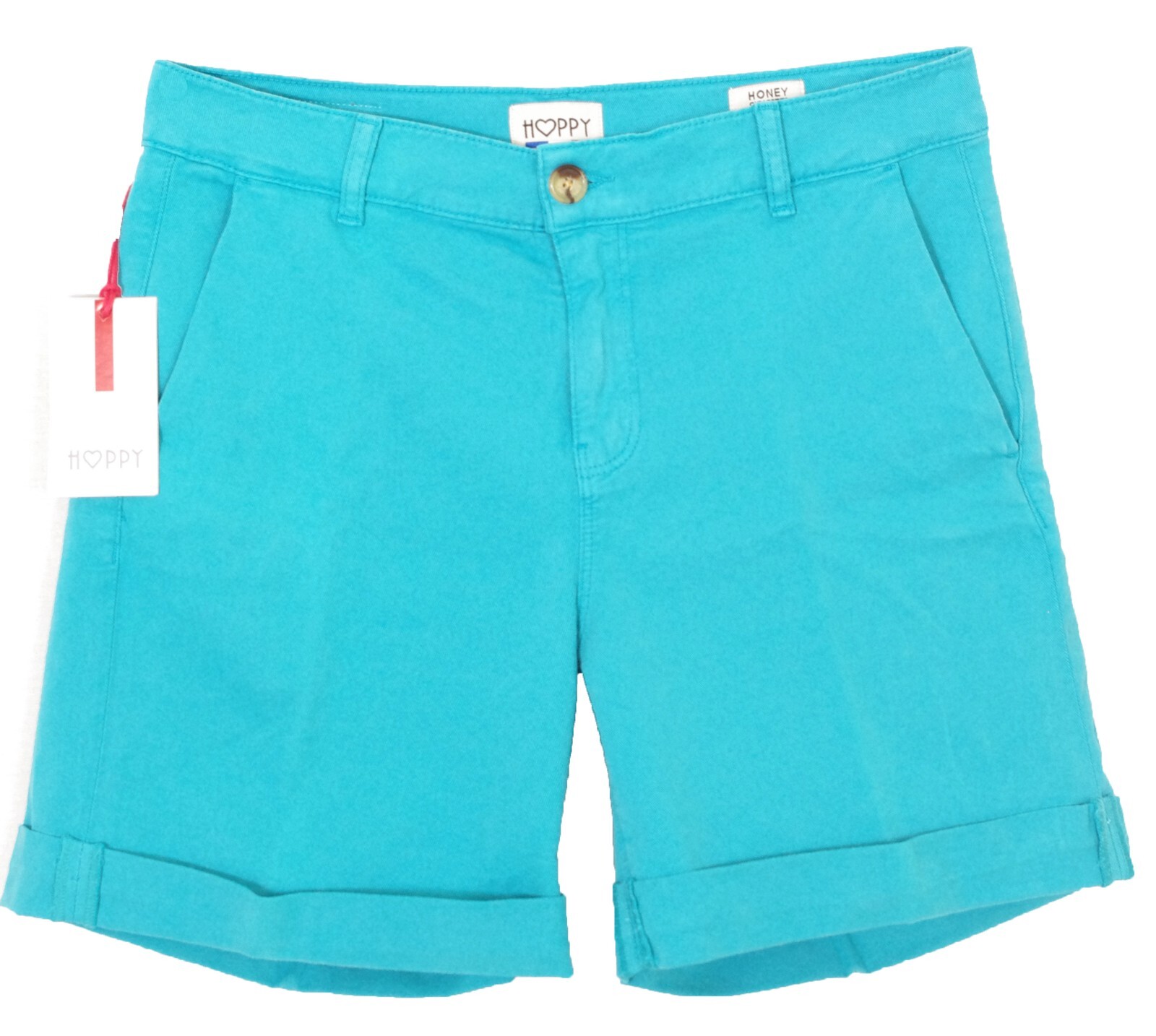 Chinos Shorts Happy Turquesa Mujer Honey Bermudas Pitillo Elástica