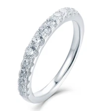 .925 Sterling Silver Half Eternity Cz Wedding Band Engagement Ring Sz 2-15 M2208
