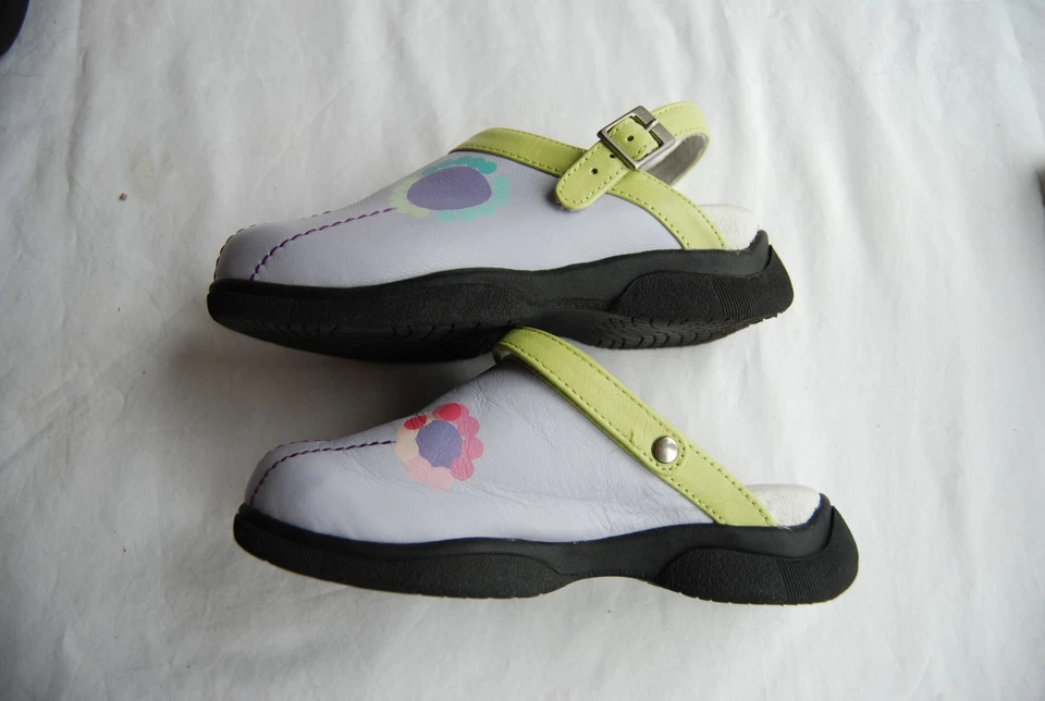 Zuecos HANNA DIFFERENTSON púrpura rosa verde floral con opción Correa 29 US 11.5 niño pequeño Foto 3 de 4