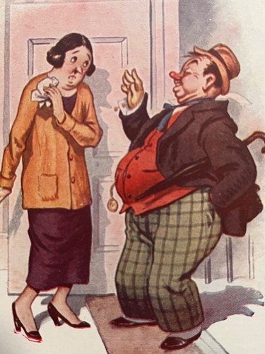 Postal antigua de Bamforth de humor cómic bebiendo dama triste hombre borracho c1910 - Imagen 4 de 5
