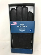 NOS NEW Mens Black Leather Gloves Cashmere Wool Lambskin L Driving Large