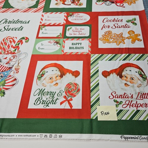 FLAW Peppermint Candy Panel 23x42 Northcott Christmas Labels Blocks - Picture 7 of 9