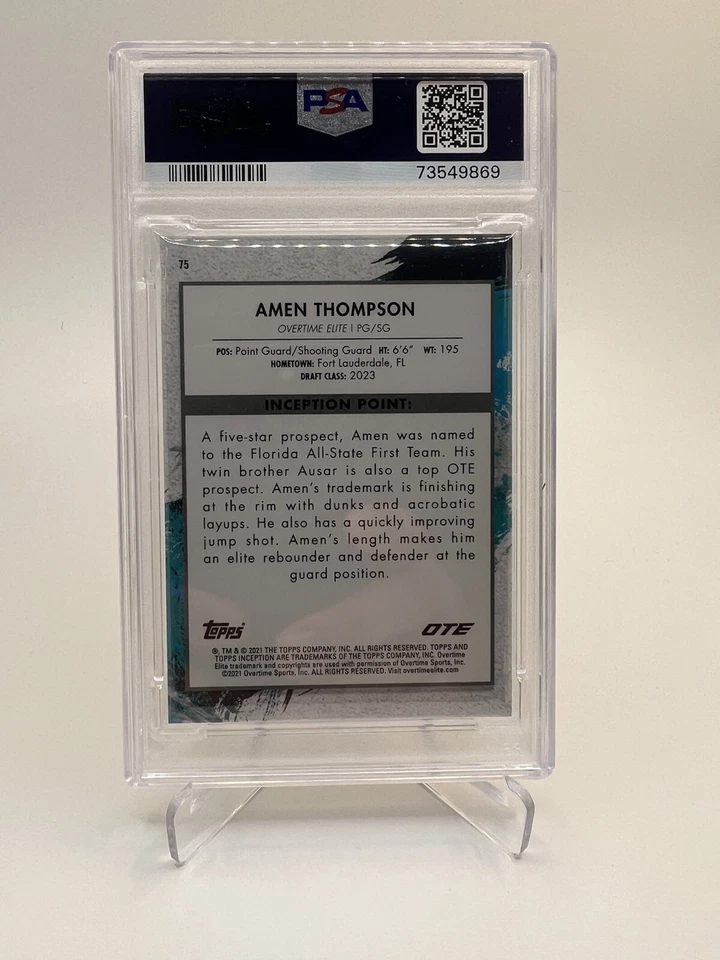 AMEN THOMPSON 2021-22 Topps Inception Overtime Elite OTE RC PSA 9 - Image 2 of 2