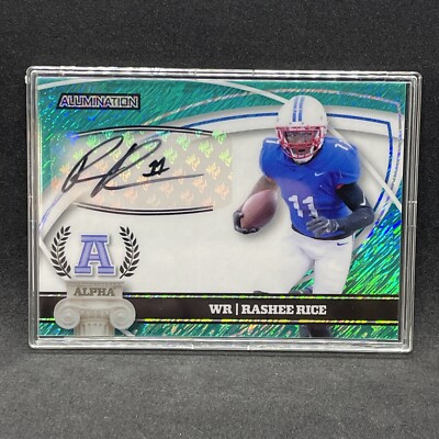 🔥 Rashee Rice Auto Rookie (RC) Wild Card Alumination Alpha Insert 1/7 ...