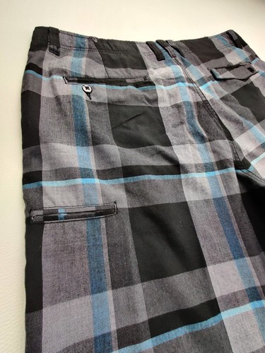 Champs Sports Men's 40x10" Black/Blue/Grey Plaid Shorts Side Pocket Shorts - Picture 7 of 11