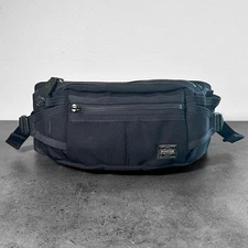 PORTER HEAT WAIST BAG Black Nylon Belt Bag Japanese Made Durable & Rugged