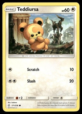 Teddiursa 171/236 Common Cosmic Eclipse Pokemon Near Mint