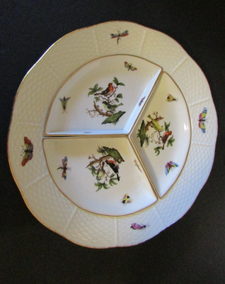 Vtg Herend Hungary Rothschild Bird 4 Piece Hors d'Oeuvres Set