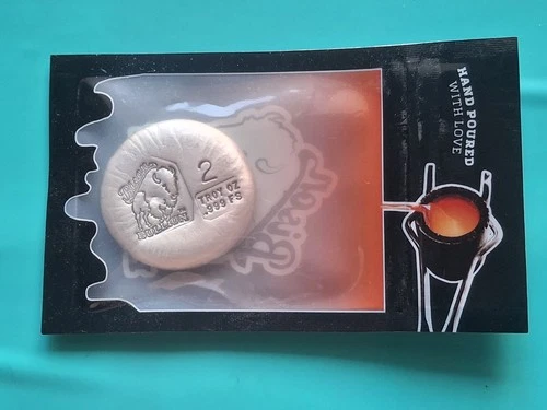 Bison Bullion 2 Oz .999 Silver Button Round Bar