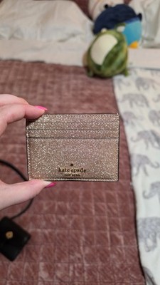Kate Spade New York Gold Glitter Card Case ID & Credit Card Holder