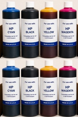 (8,000ml) NEW PREMIUM COMPATIBLE BULK INK REFILL FOR HP PRINTERS C-Y-M-K