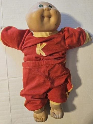 1978, 1982 Cabbage Patch Kids  Doll Bald Green Eyes & Clothes Xavier Roberts