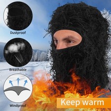 Winter Ski Mask 1 Hole Knitted Skull Balaclava Beanie Hat Men Outdoor Sports Cap