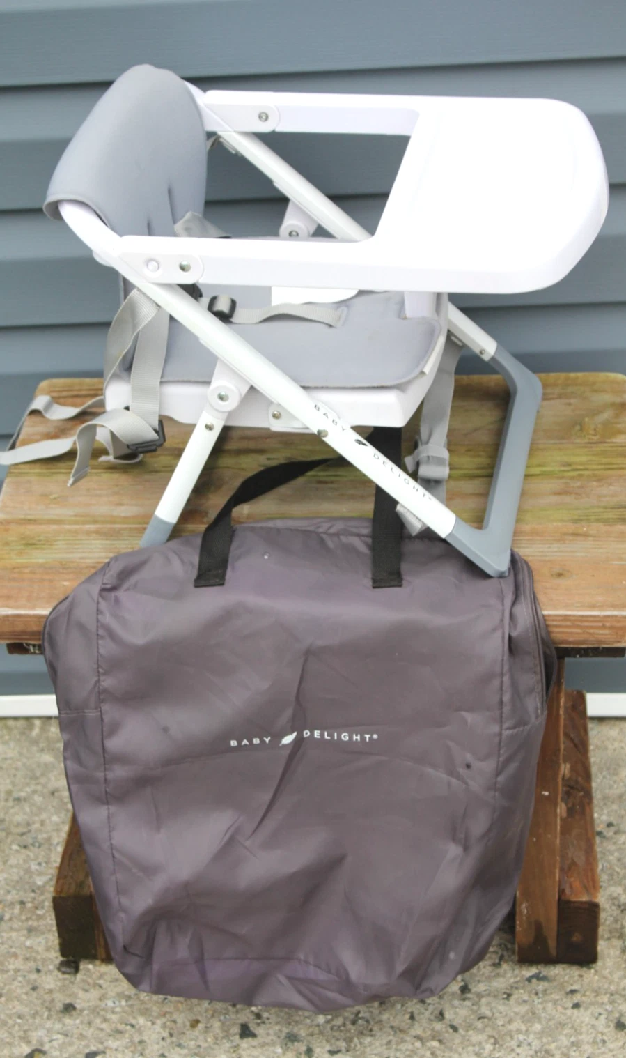 Baby Delight Portable High Chair Gray Booster Space-Saver w/Carry Case Folding