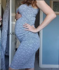 Seraphine White Leopard Maternity Pregnancy Dress Size 10 Excellent Condition